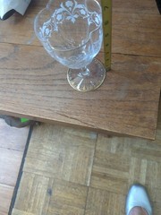 Lobmyer Quatrefoil Lobed Enamel Glass Wine Goblet Floral & Gold