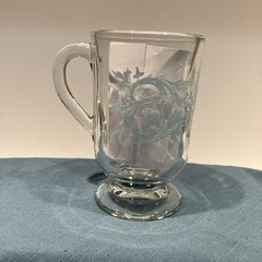 Vtg Libbey Snowflake Swirl Footed Glass Mug Blue & White on Clear | Replacement