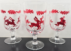 6 Dansk Nordic Knits Red 12 Oz Goblet Set Vintage Reindeer Christmas Crystal Lot