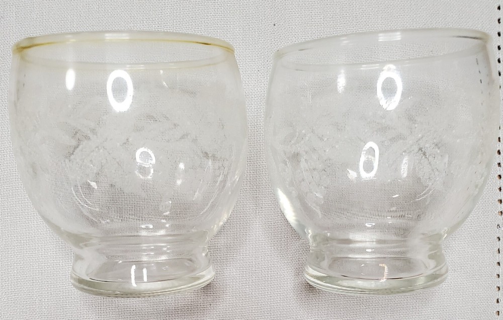 Vintage Bartlett Collins Set Of (2) Etched Clear Glass Cups