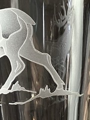 Vintage Perry Coyle Signed Etched Stag Crystal Pilsner Beer Glass 9″