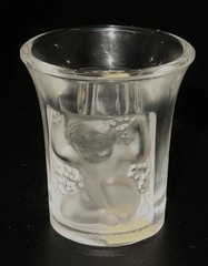 Lalique Crystal, France, Les Enfants Frosted & Clear Shot Glass, 1 7/8″