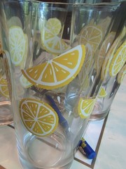 Vintage Set Of 5 Libbey Lemon Slice Decorated Tumblers 16oz. 6″# 12