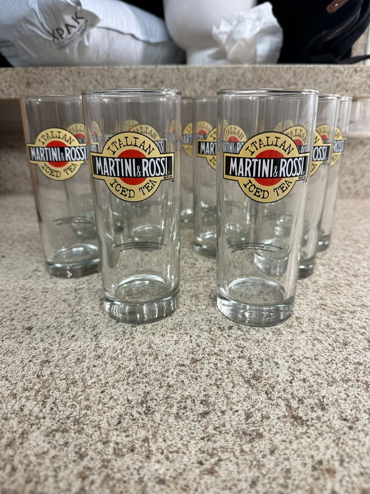 VTG Martini & Rossi Italian Iced Tea Glass Set (11) -Distinct Size-Tumbler 1994