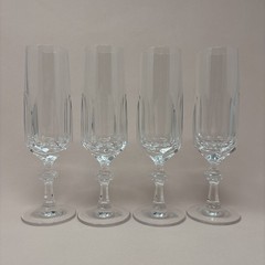 4 Nachtmann Crystal Champagne Glasses Alexandra Cut Fluted VTG 90’s Barware MINT