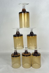 Sasaki Regency Amber Stemmed Juice Glasses Set of 6 Vintage MCM Goblets 4.75”