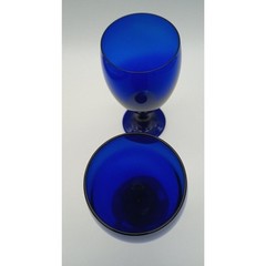 2 Vintage Cobalt Blue Wine Goblets Water Glass Wedding