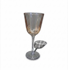 Vintage Smoke Amber Wine Glass Twisted Stem Art Glass Goblet 9”