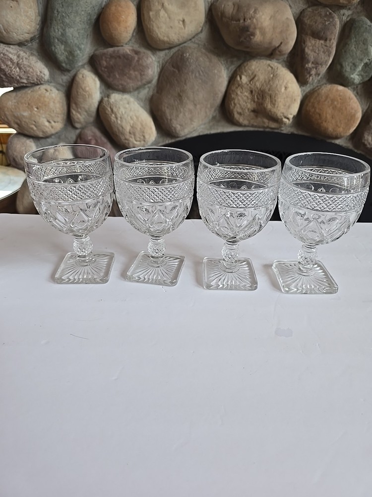 Set of 4 Vintage IMPERIAL GLASS-OHIO Cape Cod Clear Water/Wine Goblets 5.75″