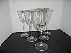 VINTAGE MIKASA «SONATA GOLD» RIM CRYSTAL WINE GLASSES 8 1/4″ Tall – SET OF 5