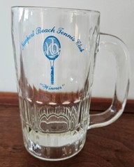 Newport Beach Beer Mug Libbey Tennis Club, CA Vintage Heavy Glass Tankard