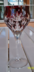 3 Cut to Clear Bohemian Crystal Wine Hock Glasses 2 Cobalt Blue & Ruby Red