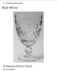 Galway O’MALLEY Clear Cut Crystal 5″ RED WINE GLASSES Cross Hatch Dots SET OF 4