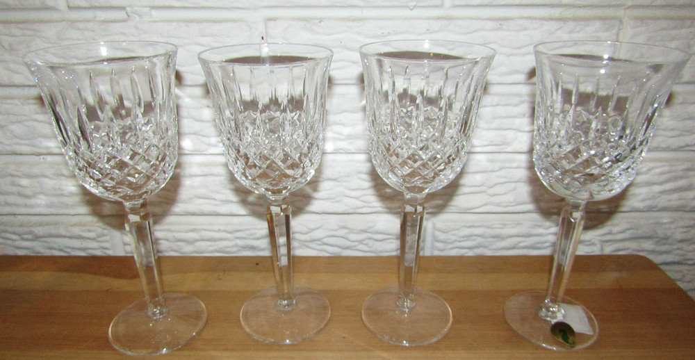Set of 4 Waterford Kelsey Crystal Wine Glass Goblets 7 3/4”