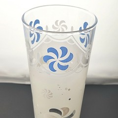 VTG ANCHOR HOCKING Frosted 2 Snowflake & 1 Swirl Blue White Tumblers Glasses
