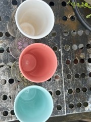 Set Mid Century Modern DRINKING GLASSES with scrollwork Inside RETRO!
