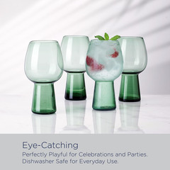 Phoebe Goblet Beverage Glass, Set of 4, Sage