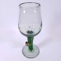 Mexican BLOWN GLASS Cactus Southwest Blue Green Yellow Wine Water GOBLET SET