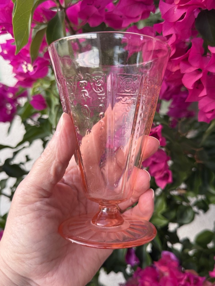 Deco Hocking Glass Pink Princess Footed Water Tumbler c.1931 @173
