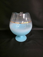 Vtg West Virginia Blendo Aqua Blue Frosted Cocktail Pitcher Footed Snifter MCM