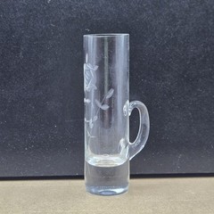 Vintage Clear Handled Cordial Liqueur Etched Floral Design Aperitif Shot Glass