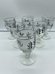 Libbey Silver Leaf Clear & Satin 10 ounce Iced Tea Water Goblets Set of 6