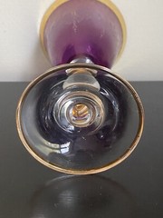 Interglass Italy Purple and Gold Goblet 6.75″ Tall