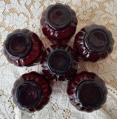 Bubble Ruby Flat 6oz Juice Tumbler Glasses 1934-1965 Vintage Set of 6
