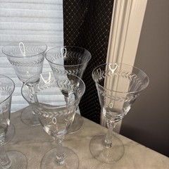 Estate Crystal Laurel Leaf Stemware (European) Set Of 7…7.5″tall
