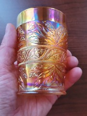 Super Pretty Marigold Fenton Carnival Glass Lily of the Valley Pattern Tumbler
