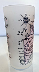 Hazel Atlas Maine State Souvenir Pink Frosted Glass Tumbler