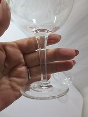5 Crystal glasses etched bamboo leaves wine Champagne glasses multi side stem