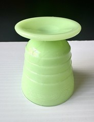 Vtg McKee Flower Band Jadeite Green Uranium Glass 5oz Footed Tumbler VHTF