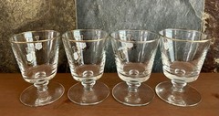 Libbey Apothecary Rx Cocktail Glasses Footed 22K Gold MCM Barware 4.5″ Set of 4