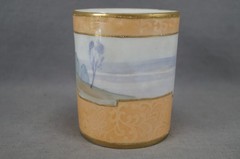 Nippon Morimura Hand Painted Cottage Trees & Lake Landscape Scene Tumbler