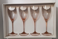 LOT OF 4 MIKASA ELITE PINK 9″ WATER GOBLET STEMMED
