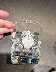 Set of 6 EAMON GLASS DUBLIN CLADDAGH IRISH WHISKEY ROCKS LOWBALL IRELAND