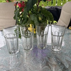 Vintage 20 Oz Heavy Clear Paneled Iced Tea Glasses Sets Of 4 Anchor Libbey