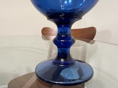 Set of Nine Vintage Nybro Cobalt Blue Hand Blown Wine/ Water Glasses