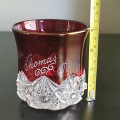 Engraved Ruby Red Flash Cut-to-clear Glass Souvenir Tumbler