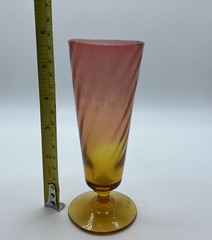 VICTORIAN MT WASHINGTON NEW ENG GLASS SUNRISE AMBERINA PANEL JUICE TUMBLER 1884