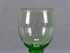 German Bohemian Blown Green Glass & Gilt 6 5/8 Inch Roemer Hock Wine Glass