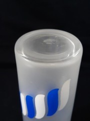 MCM Libbey Zombie 12oz Highball w Blue & White Stripes Frosted Glass