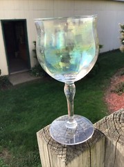 6 West Virginia Glass Specialty 8 Oz Iridescent Optic Wine Water Glasses 6 1/2”