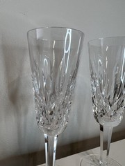Set of 2 WATERFORD Lismore Crystal Champagne Glasses Flutes 7.25″/ IRELAND