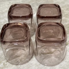 VTG Libbey Old Fashioned Imperial Plum PINK Lowball Tumbler Glasses SET OF 4