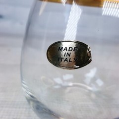 Cristalleria Gold Rimmed Border Stemless Wine Cocktail Glass Made in Italy