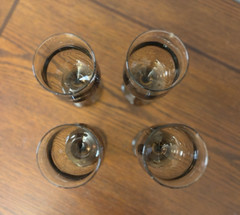 Vintage Set Of 4 Mid Century Modern Stemmed Brown Wine Water Glasses Tulip Bowl