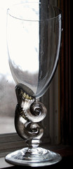 RARE Hand Blown DOUBLE NAUTILUS Water Goblet BOB CROOKS Signed British ART GLASS