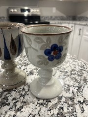 5pc RARE Modernist Art Otagiri Handcrafted Stoneware Wine Goblets Chalices 5.5”
